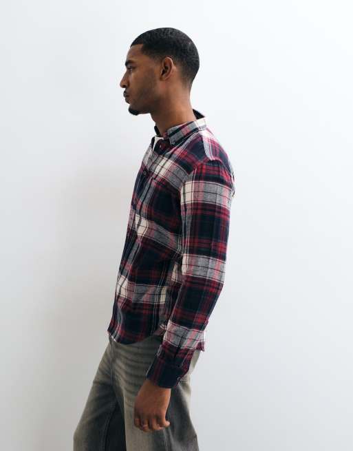 French Connection multi check long sleeve flannel shirt in chateaux multi, 3 of 5