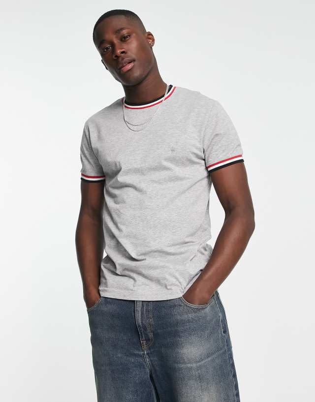 French Connection multi ringer t-shirt in light gray