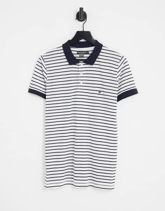 French Connection narrow stripe polo in white