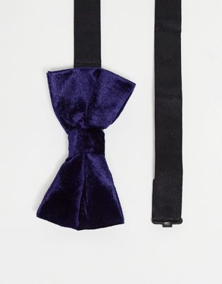 French Connection velvet bow tie in navy - ASOS Price Checker