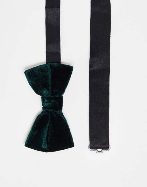 French Connection - Nœud papillon en velours - Vert foncé