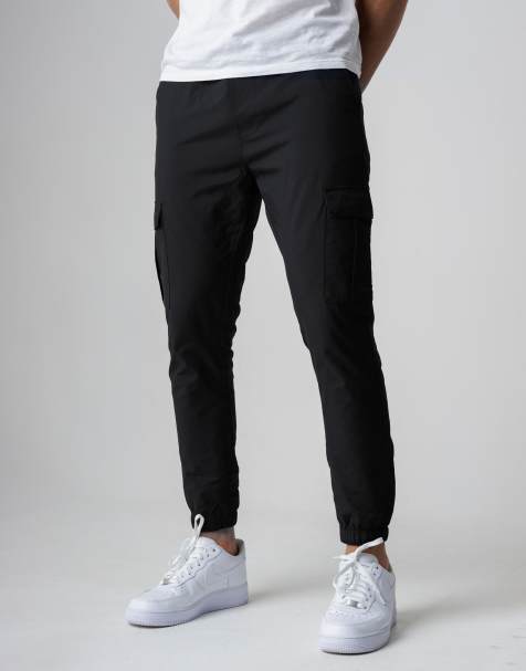French Connection Nylon tech cuffed cargo trousers in black