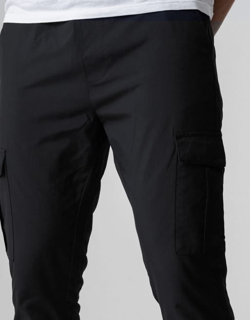French Connection Nylon tech cuffed cargo trousers in black, 3 of 3