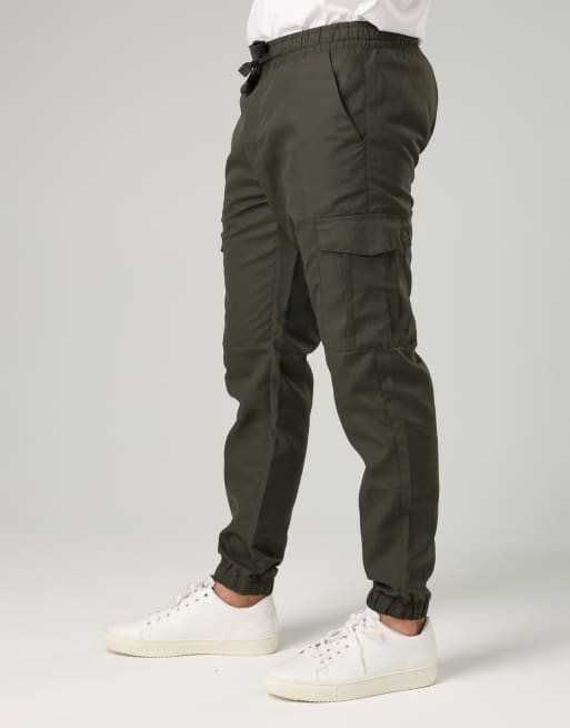 French Connection Nylon tech cuffed cargo trousers in khaki, 3 of 3