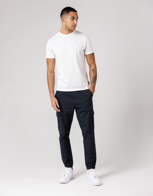 French Connection Nylon tech cuffed cargo trousers in navy, 3 of 4