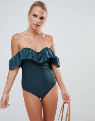 shoulder ruffle swimsuit