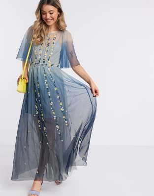 ombre maxi dress with sleeves