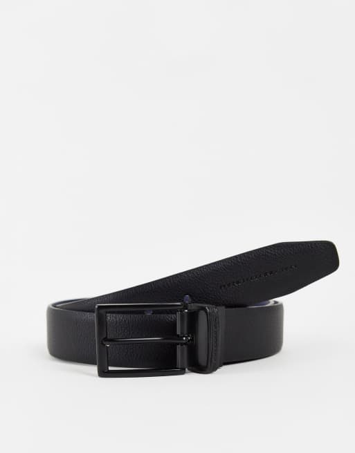 French Connection - Omkeerbare 2 riem in zwart en marineblauw
