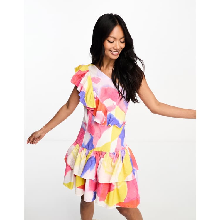 Zara one shoulder ruffle dress sales
