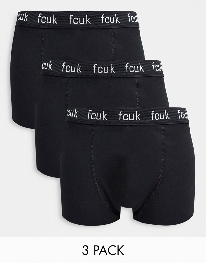 French Connection organic cotton 3-pack boxers in black