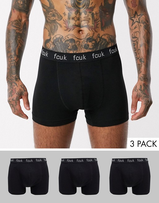 French connection organic cotton 3 pack boxers in black