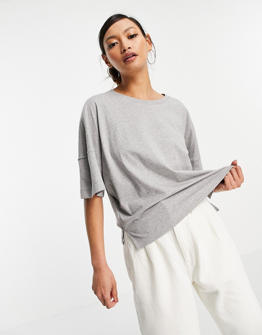 French Connection organic cotton boxy t shirt in light gray-Grey