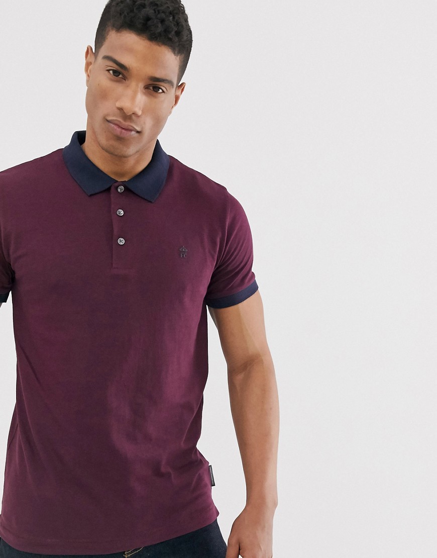 French Connection organic cotton polo with contrast collar in navy