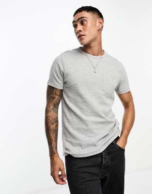 ottoman pocket T-shirt in light gray melange