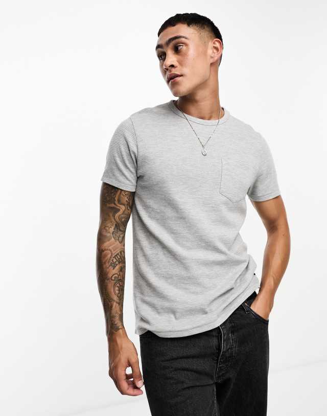 French Connection - ottoman pocket t-shirt in light grey mel