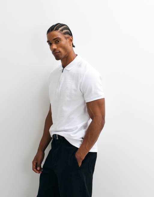 French Connection ottoman quarter zip poloskjorte i hvid, 4 af 5