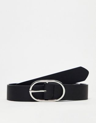 French Connection oval buckle jeans belt in black