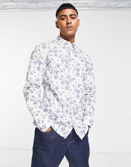 French Connection - Overhemd met lange mouwen en inktkleurige bloemenprint in multi