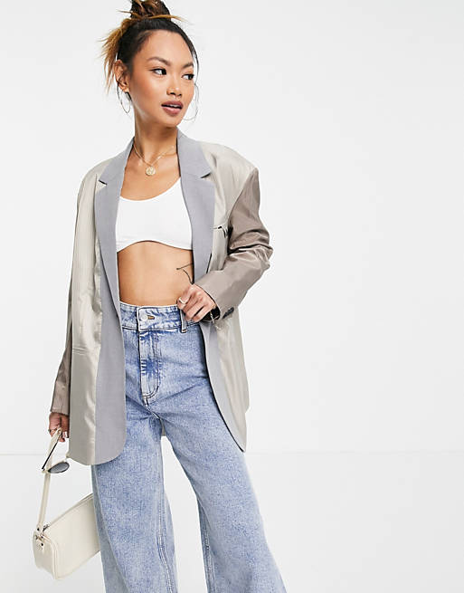 French Connection oversize blazer in grey co ord