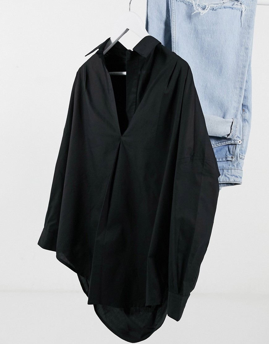 FRENCH CONNECTION OVERSIZE SHIRT IN BLACK,72JZ8