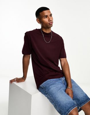 French Connection oversized t-shirt in burgundy