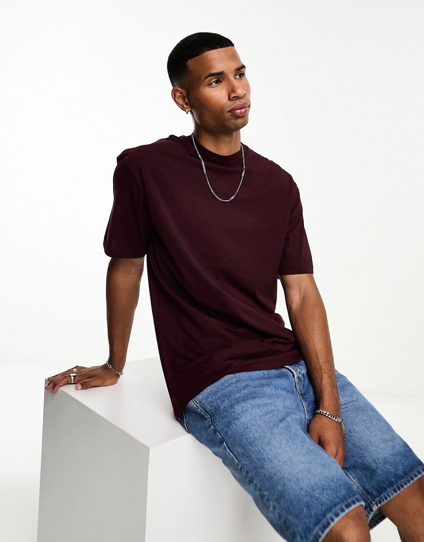 French Connection oversized t-shirt in burgundy-Red