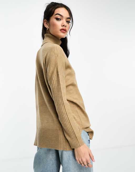 Oversized camel turtleneck sweater hot sale