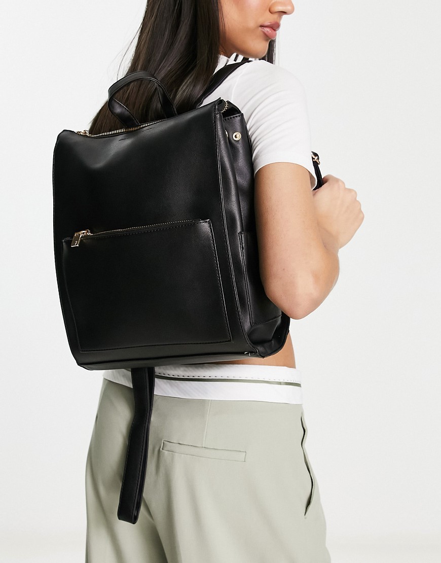 oversized zip backpack in black