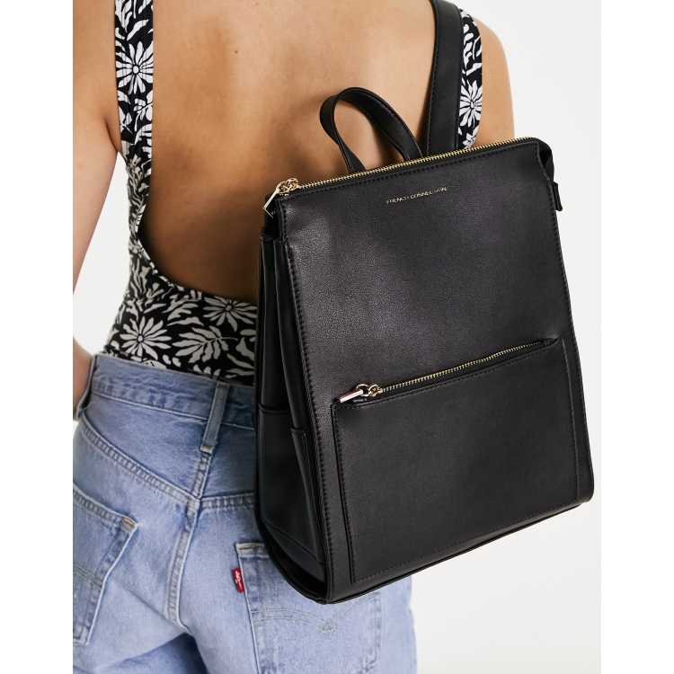 French Connection oversized zip backpack in black ASOS