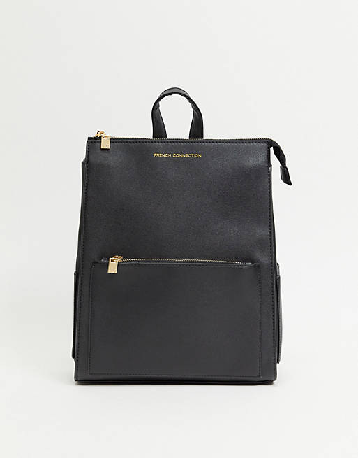 French connection oversized zip backpack in black