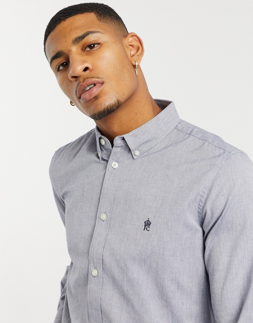 French Connection oxford button down logo shirt in navy