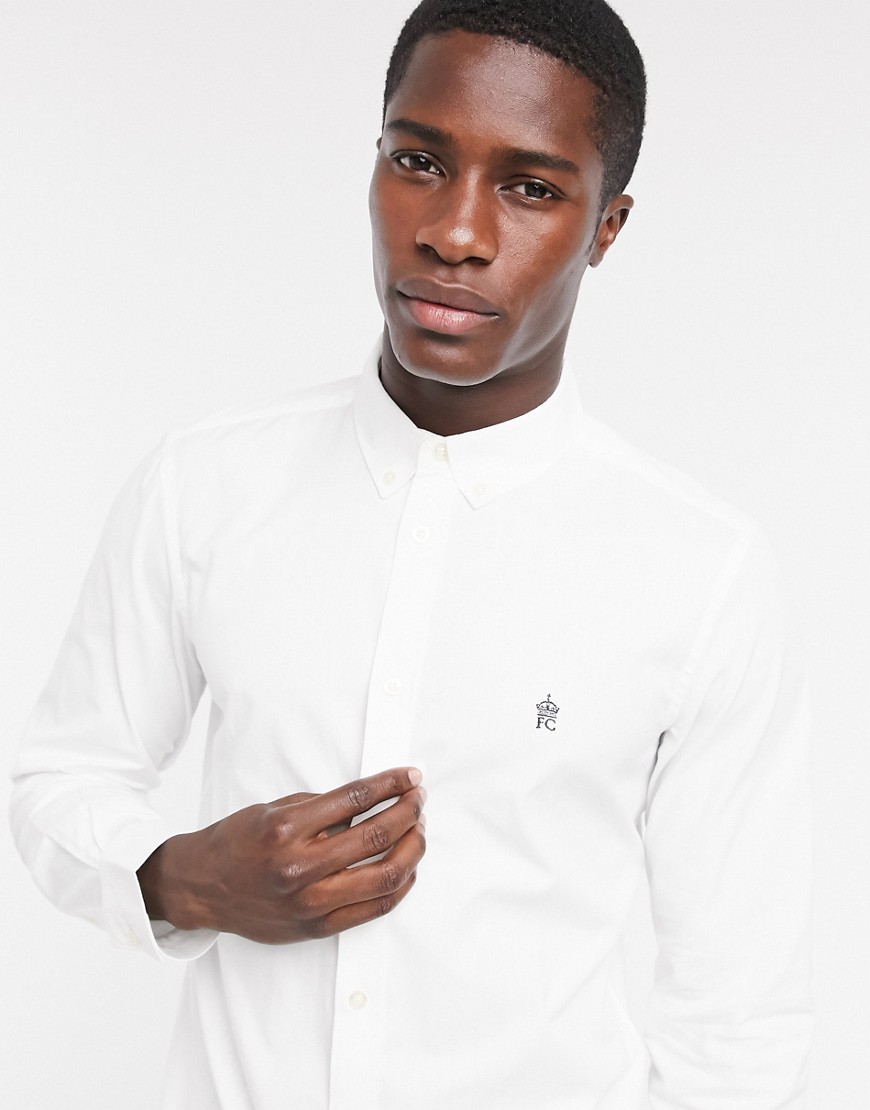 French Connection oxford button down logo shirt in white