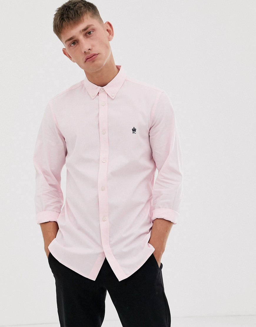 French Connection oxford button down logo shirt-Pink