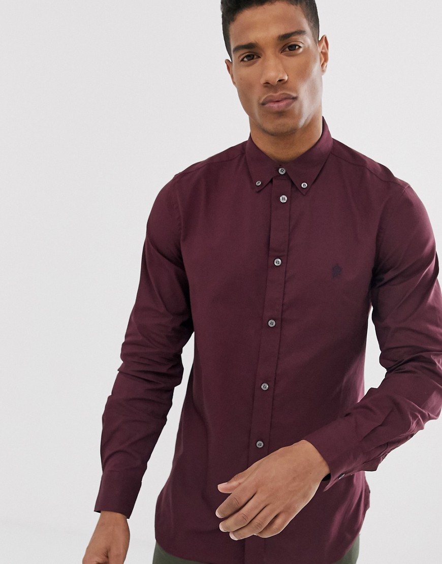 French Connection oxford button down logo shirt-Red