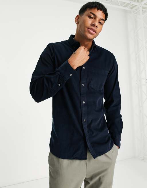 French Connection - Oxford overhemd van corduroy met lange mouwen in marineblauw