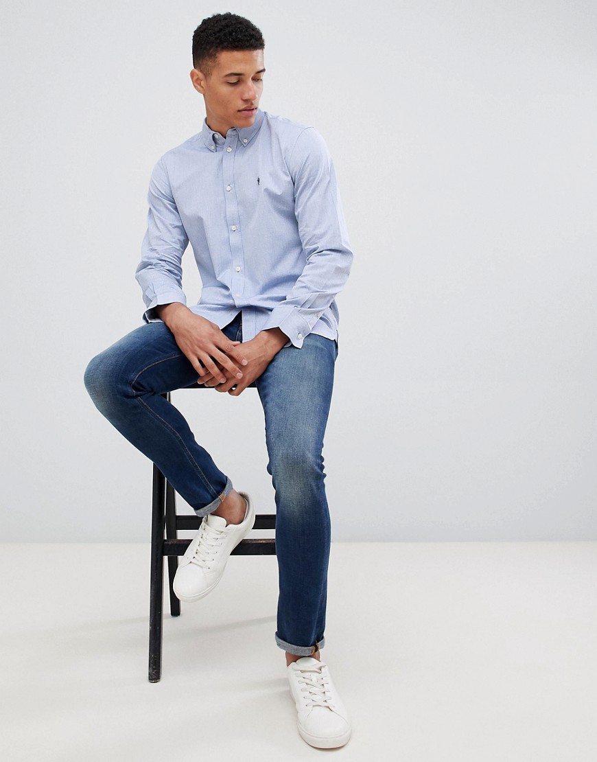 French Connection – Oxfordskjorta med logga och button down-krage-Blå