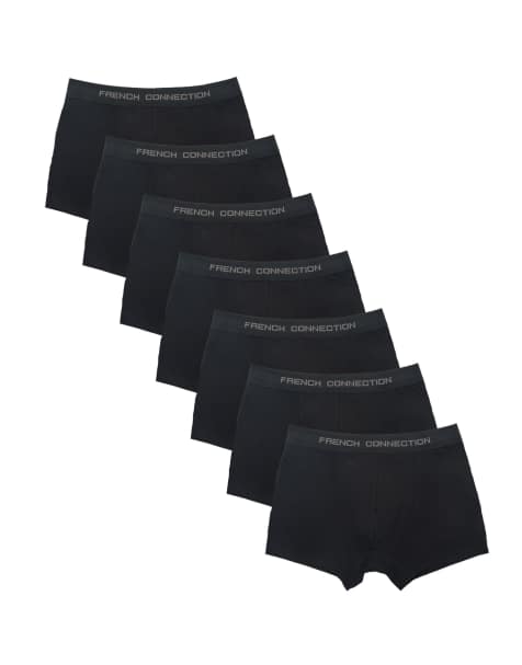 French Connection pack of 7 cotton boxers in black - view 1