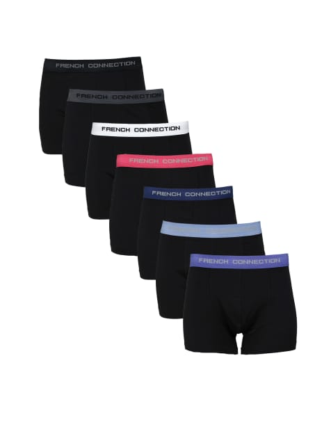 French Connection pack of 7 cotton boxers in blue - view 1