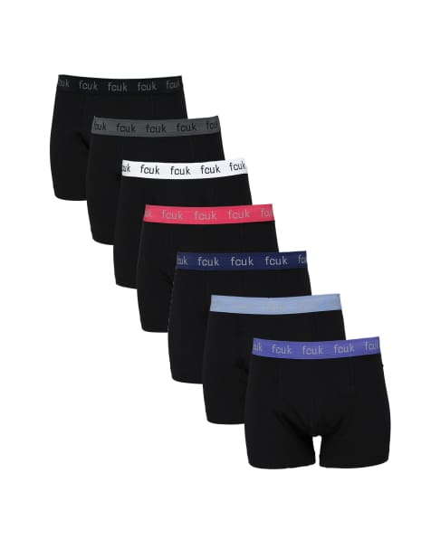 French Connection pack of 7 fcuk cotton stretch boxers in blue - view 1
