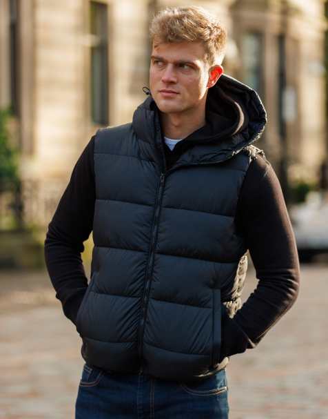 French Connection Padded hooded gilet in black - view 1