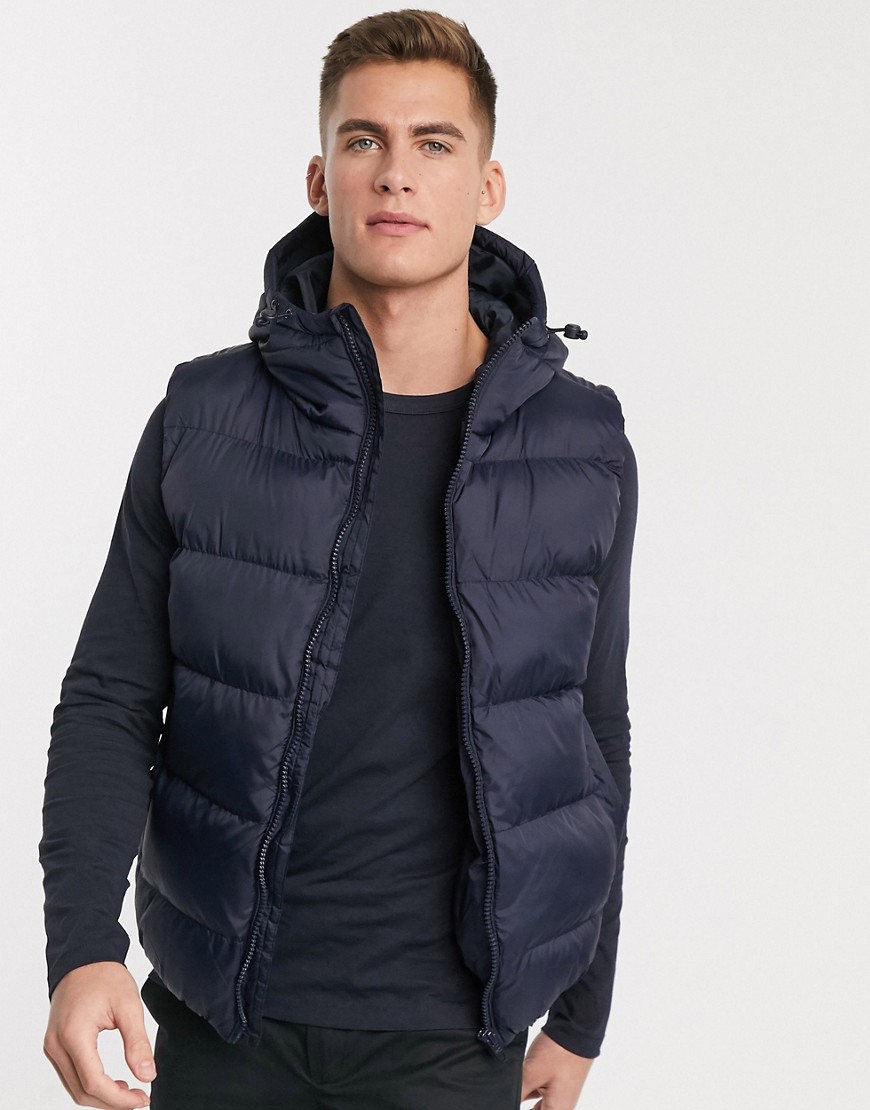 French Connection padded hooded gilet-Navy