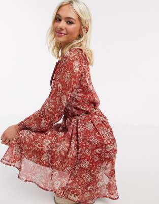 red paisley print dress