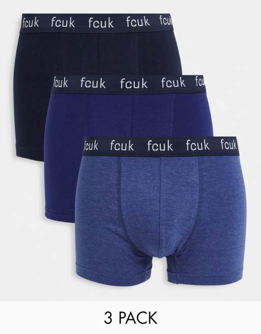 French Connection - Pakke med 3 par boksershorts i forskellige blå nuancer
