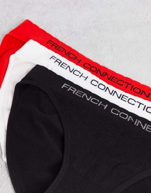French Connection - Pakke med 3 par sømløse trusser i sort og hvid og rød, 2 af 4