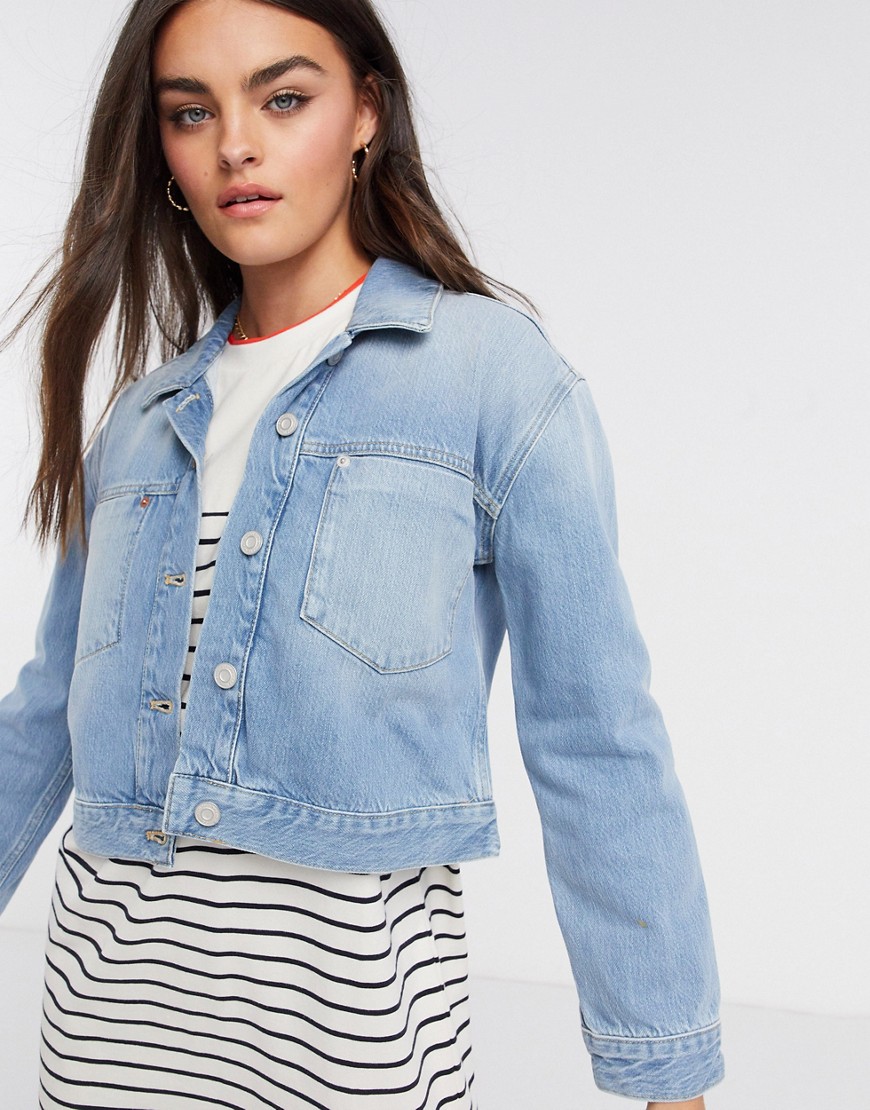 FRENCH CONNECTION PALMIRA DENIM CROPPED JACKET-BLUES,75NAC