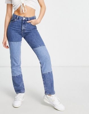 French Connection palmira two tone denim jeans in mid wash blue - ASOS Price Checker