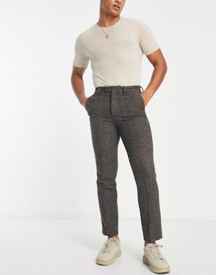 French Connection suit trousers in brown tweed - ASOS Price Checker
