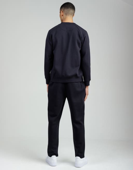 French Connection - Pantalon de jogging en coton mélangé à ourlet ouvert - Bleu marine, 3 de 4