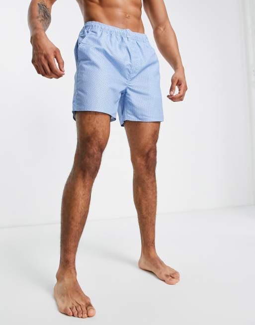French Connection - Pantaloncini da bagno a pois piccoli color azzurro cielo e blu marina, 4 di 4