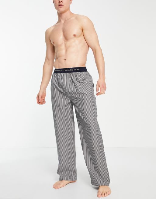 French Connection - Pantaloni da casa grigio chiaro e blu navy a righe